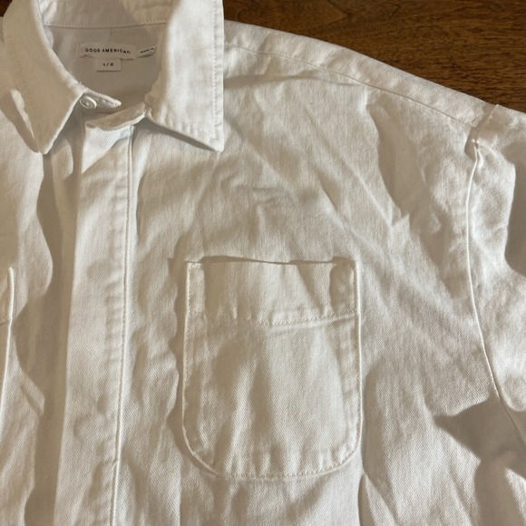 Good American White Denim Shacket Jacket - Women's Plus Curvy Size 1/2 - Picture 2 of 11